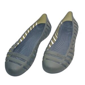 Crocs Adrina II Mini Wedge Flat Shoes Womens 8 Olive Green Black 14936